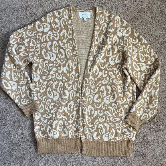 Current/Elliott Camel Animal Print Open Oversized Cardigan Wool Cashmere Size 1 - Picture 1 of 7